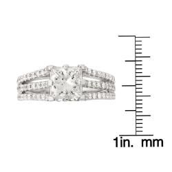 14k White Gold 3 1/2ct TDW Princess cut Diamond Engagement Ring (H, I1) One of a Kind Rings