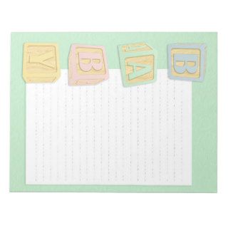 Baby Pastel Green Alphabet Blocks Custom Notepad