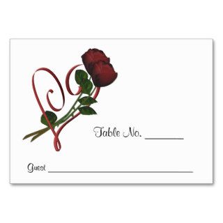 Red Roses Heart Wedding Place Cards Personalized Business Card Template