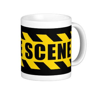 Crime Scene Hazard Tape Black Yellow Stripes Coffee Mugs