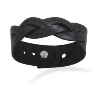 Braided Black Leather Adjustable Bracelet Mens Womens Teens Cuff Bracelets Jewelry