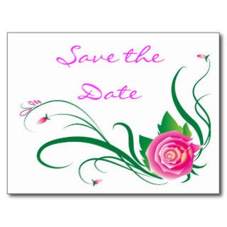 Save the Date Rose Personalized Photo Post Card