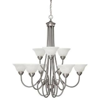 Filament Design 9 Light Matte Nickel Chandelier with Faux White Alabaster Glass Shade DISCONTINUED CLI CPT203395246