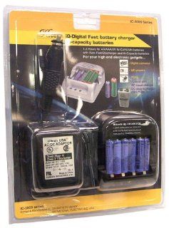 Hitech iQ Digital Fast Battery Charger (with AC power adaptor and (car plug in charger) & 6 pcs. of AAA size 750mAh Ni MH Rechargeable Batteries Electronics