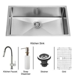 Vigo All in One Undermount Stainless Steel 32x19x10 0 Hole Single Bowl Kitchen Sink and Faucet Set VG15151