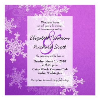 Purple Snowflakes Christmas wedding invitation