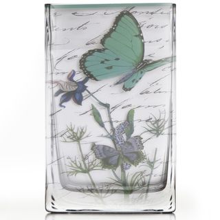 Style Setter Blue Butterfly Print Small Glass Vase Style Setter Vases