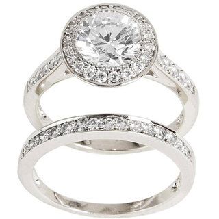 NEXTE Jewelry Sterling Silver Clear Cubic Zirconia Bridal inspired Ring Set NEXTE Jewelry Cubic Zirconia Rings