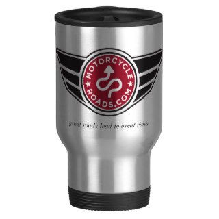 Metal travel mug with red MCR logo