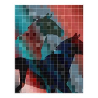 Two Horses Multicolored Mosaic Letterhead Design