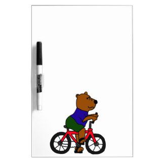 XX  Bear Bicycling Cartoon Dry Erase Board