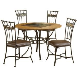 Hillsdale Furniture Lakeview 5 Piece Round Dining Set with Slate Chairs 4264DTBRDCS