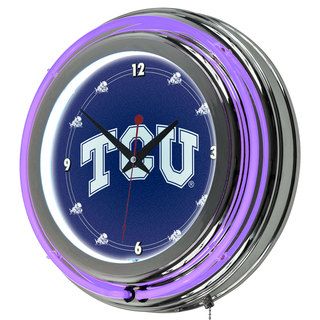 Texas Christian University Neon Clock Trademark Games Clocks