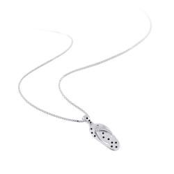 1/10ct TDW Sterling Silver Black & White Diamond Flip Flop Pendant (GH I2I3) Diamond Necklaces