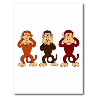 Monkey ~ Monkeys Chimpanzee Cartoon Animal Postcard