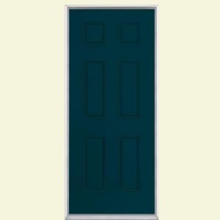 Masonite 6 Panel Painted Smooth Fiberglass Entry Door with No Brickmold 28466