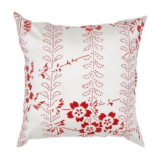 Japenese Floral Design Red 18 inch Decorative Square Pillow JRCPL Throw Pillows