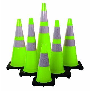 Mutual 17717 Traffic Cone with 7 lbs Plain Finish, 28" Height, Lime Science Lab Safety Cones
