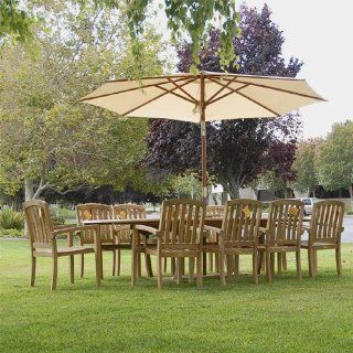 New 11Pc Grade A Teak Outdoor Dining Set 95"X40" Rectangle Double Extension Table & 10 Java Arm Chairs & Cushions  Outdoor And Patio Furniture Sets  Patio, Lawn & Garden