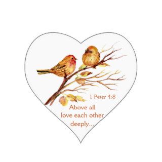 1 Peter 48 Love Each Other Deeply Scripture Birds Heart Sticker