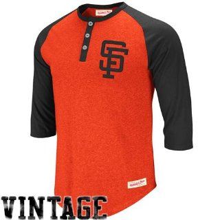 San Fran Giant t shirts  Mitchell & Ness San Francisco Giants Fastball Henley T Shirt   Orange  Sports Fan Apparel  Sports & Outdoors