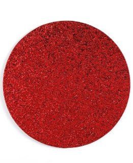 Brownstone Twinkle Tabletop 15" Round Placemat, Glitter Collection Red Set of 4   Tablecloths
