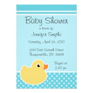 Rubber Ducky Aqua Baby Shower Invitations