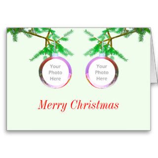 2 Photo Christmas Tree Balls (photo frame) Greeting Cards