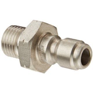 Eaton Hansen LL2T15BS Stainless Steel 303 Straight Through Ball Lock Hydraulic Fitting, Plug, 1/4" 19 BSPP Male, 1/4" Port Size, 1/4" Body Quick Connect Hose Fittings