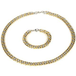Topearl Thick 304 Stainless Steel Jewelry Set, Necklace & Bracelet Stainless Steel Necklace And Bracelet Set For Men Jewelry
