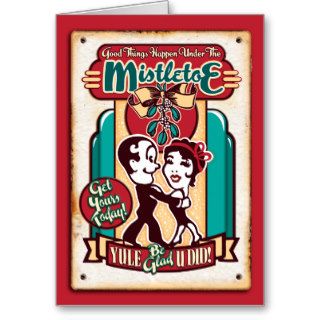 Retro Mistletoe Tin Sign Christmas Card