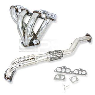 DPT, HDS NSG2091, T 304 Stainless Steel Chrome Exhaust Flex Pipe Manifold Header 2" Inlet with Gaskets and Bolts Automotive