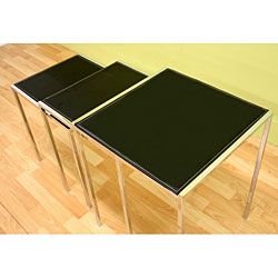 Modern Bonded Leather Nesting Tables (Set of 3) Baxton Studio Coffee, Sofa & End Tables