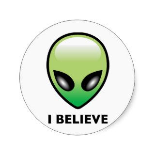 Alien I Believe Round Stickers