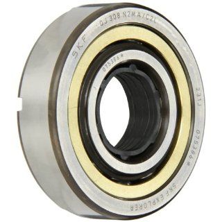 SKF QJ 308 N2MA/C2L Angular Contact Ball Bearing, ABEC 1 Precision, Four Point Contact Design, Brass Cage, 35 Contact Angle, C2 Clearance, Open, Metric, 40mm Bore, 90mm OD, 23mm Width