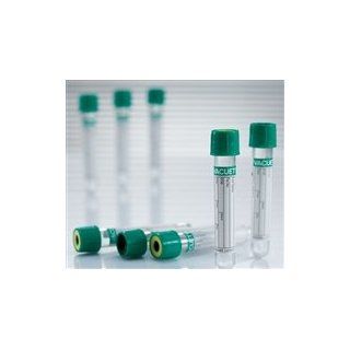 Greiner Bio One Vacuette 456287 Polyethylene Therephthalate Plasma Lithium Heparin with Gel Separator Blood Collection Tube, Green Cap with Yellow Ring, 3.5mL Draw Volume (Case of 1200) Science Lab Tubes