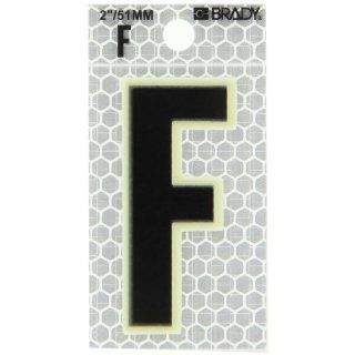 Brady 3000 F 2 3/8" Height, 1 1/2" Width, B 309 High Intensity Prismatic Reflective Sheeting, Black And Silver Color Glow In The Dark/Ultra Reflective Letter, Legend "F" (Pack Of 10) Industrial Warning Signs Industrial & Scientifi