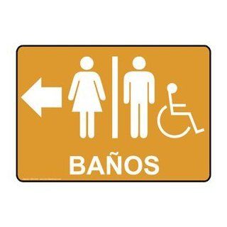 ADA Restrooms White on Gold Spanish Sign RRS 6988 WHTonGLD Restrooms  Business And Store Signs 