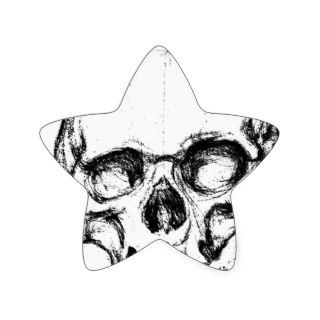 Zombie Skull Drawing 4 Star Sticker