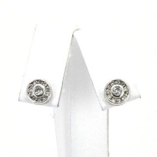 10K White Gold Diamond Stud Earrings Jewelry