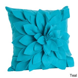 Ivory Felt Flower Design Pillow (17 x 17) Throw Pillows