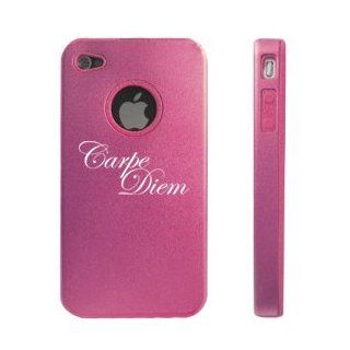 Apple iPhone 4 4S 4 Pink D4837 Aluminum & Silicone Case Cover Carpe Diem Cell Phones & Accessories