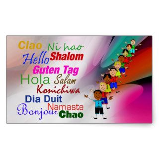 Kids And Hello In Many Languages Colorful Stickers