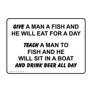 Teach Man Fish Boat Beer All Day Sign NHE 17105 Recreation  Business And Store Signs 