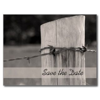 Rural Fence Post Country Wedding Save the Date Post Card