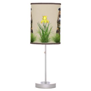 Great Horned Owl and Flowers Customizable Table Lamp