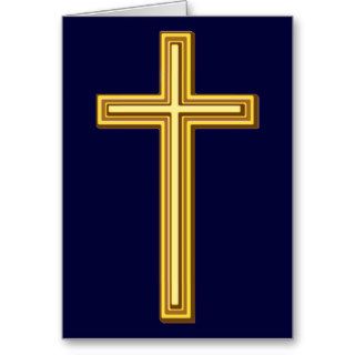 Gold Cross on Blue Greeting Card