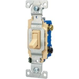 Cooper Wiring Devices Standard Grade 15 Amp 3 Way Toggle Switch with Push and Side Wiring   Ivory 1303 7V BOX