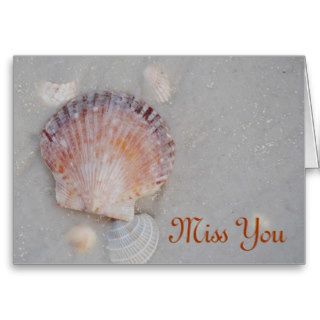 Miss You, seashells on beach Greeting Card