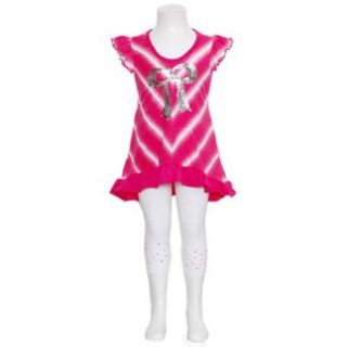 Little Girls 6 Fuchsia Ruffle Sequin Bow Shirt Leggings Outfit RMLA Clothing